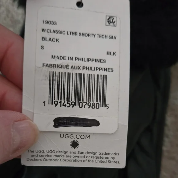 UGG Black Leather Shorty Gloves - Picture 2 of 5